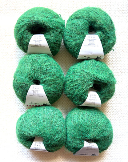 6 balls x 25g Alpaca Mohair yarn : Mohair + Alpaca + Acrylic : 14 Forest Green