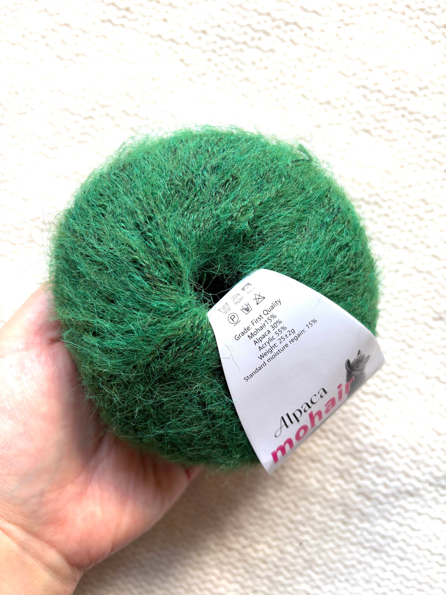 6 balls x 25g Alpaca Mohair yarn : Mohair + Alpaca + Acrylic : 14 Forest Green