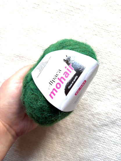 6 balls x 25g Alpaca Mohair yarn : Mohair + Alpaca + Acrylic : 14 Forest Green