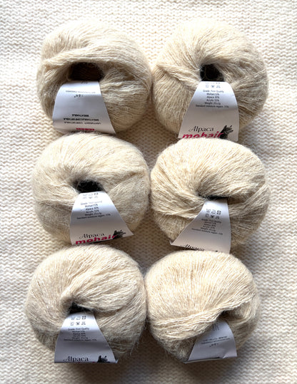 6 balls x 25g Alpaca Mohair yarn : Mohair + Alpaca + Acrylic : 07 Tan