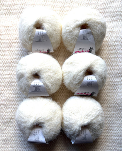 6 balls x 25g Alpaca Mohair yarn : Mohair + Alpaca + Acrylic : 07 Milk