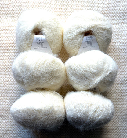 6 balls x 25g Alpaca Mohair yarn : Mohair + Alpaca + Acrylic : 07 Milk