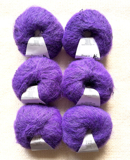 6 balls x 25g Alpaca Mohair yarn : Mohair + Alpaca + Acrylic : 21 Grape