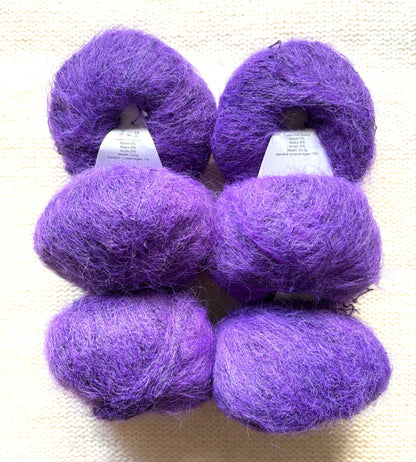 6 balls x 25g Alpaca Mohair yarn : Mohair + Alpaca + Acrylic : 21 Grape