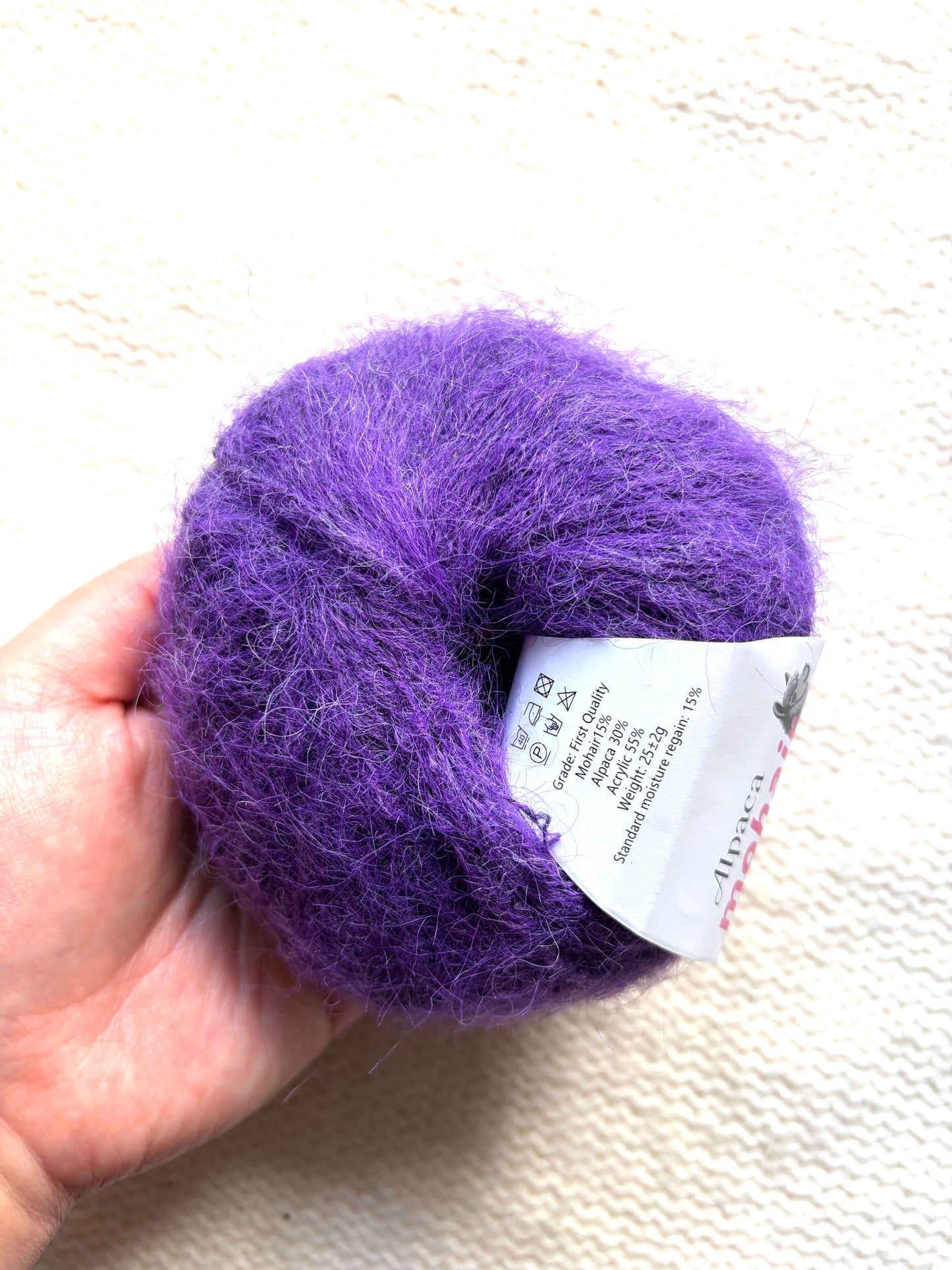 6 balls x 25g Alpaca Mohair yarn : Mohair + Alpaca + Acrylic : 21 Grape