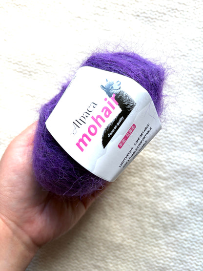 6 balls x 25g Alpaca Mohair yarn : Mohair + Alpaca + Acrylic : 21 Grape