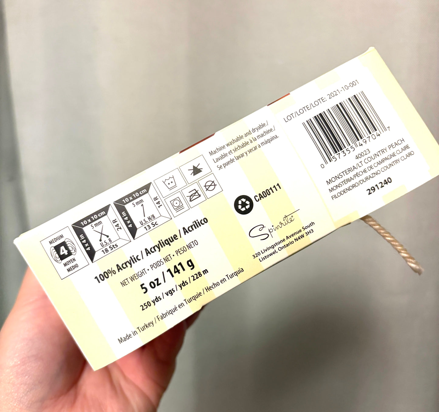 141g CARON Simply Soft O’GO : Monsteria/ Lt Country Peach  100% Acrylic