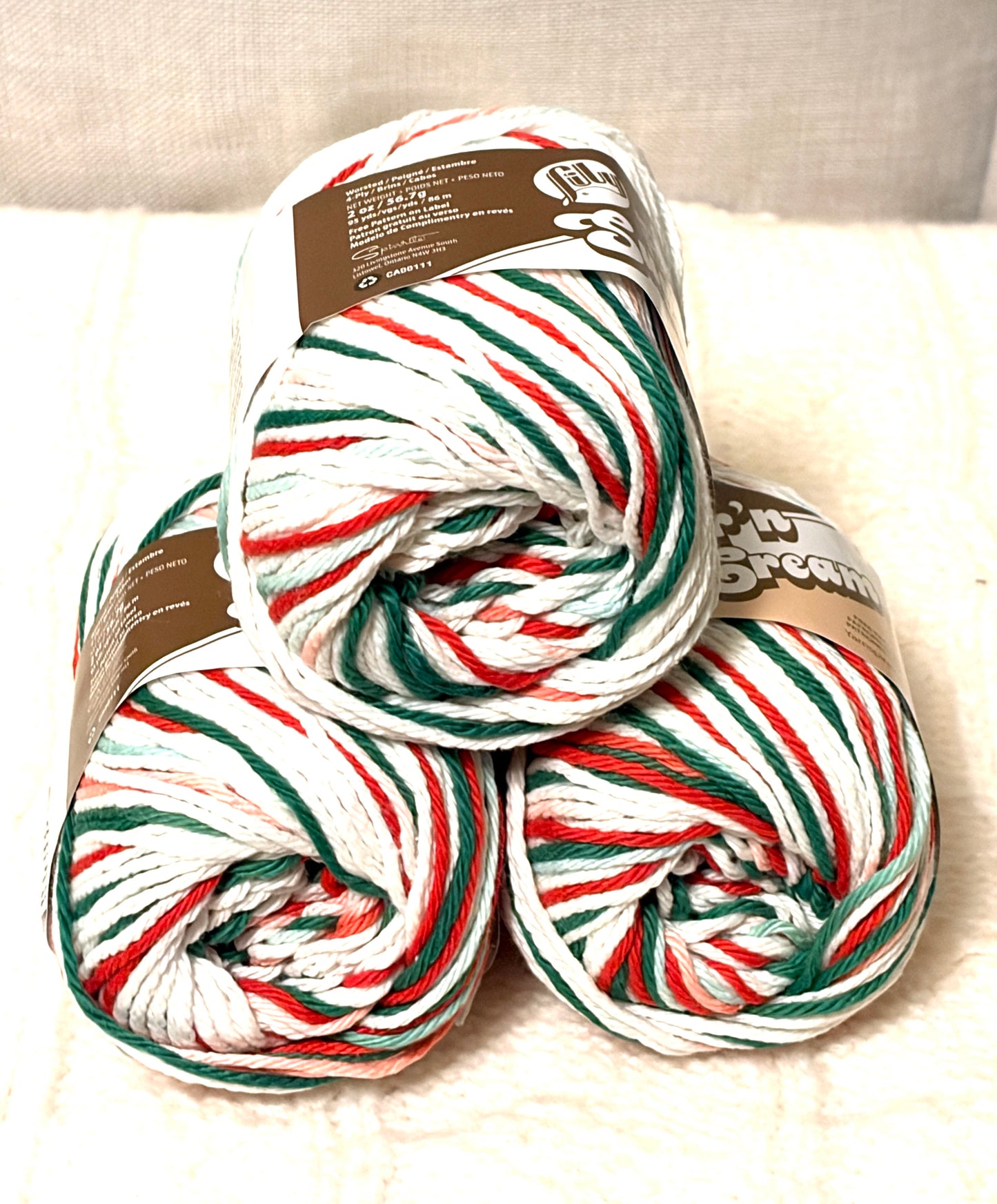 56.7g Lily Sugar 'n Cream Ombre Yarn - Mistletoe : 100% Cotton