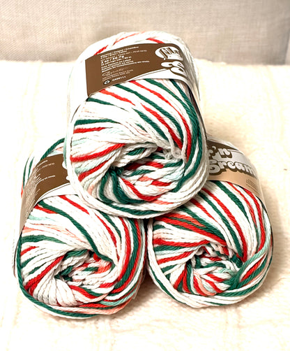 56.7g Lily Sugar 'n Cream Ombre Yarn - Mistletoe : 100% Cotton