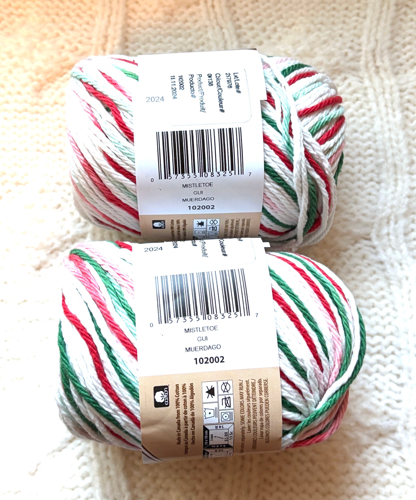 56.7g Lily Sugar 'n Cream Ombre Yarn - Mistletoe : 100% Cotton