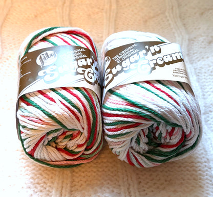 56.7g Lily Sugar 'n Cream Ombre Yarn - Mistletoe : 100% Cotton