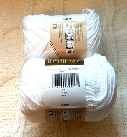 70.9g Lily Sugar 'n Cream The Original Yarn - White : 100% Cotton