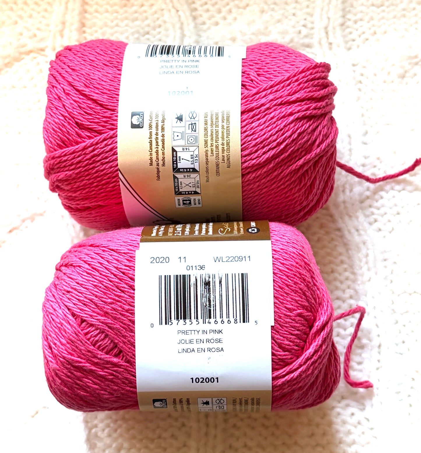 70.9g Lily Sugar 'n Cream The Original Yarn - Pretty in Pink : 100% Cotton