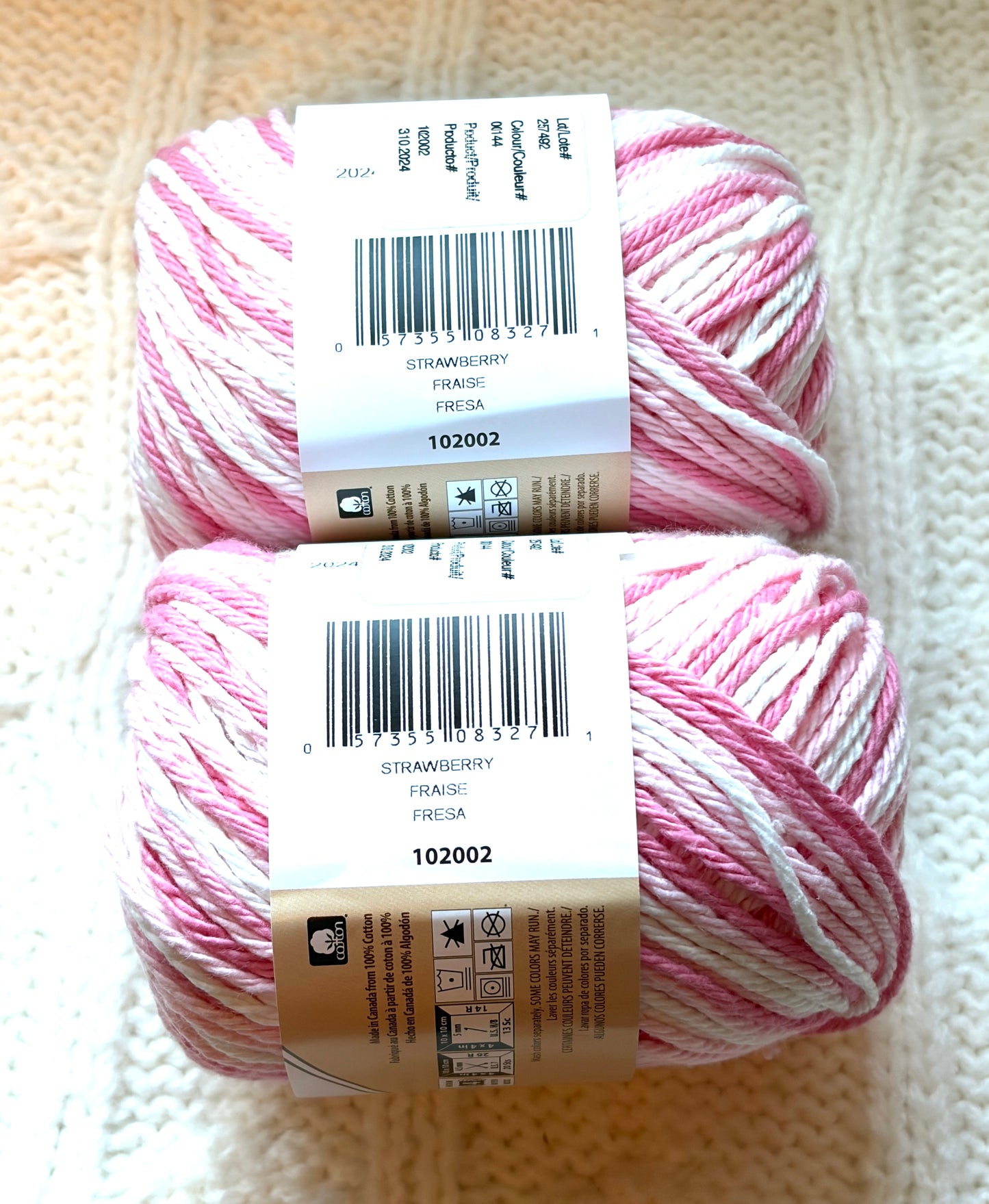 56.7g Lily Sugar 'n Cream Ombre Yarn - Strawberry : 100% Cotton