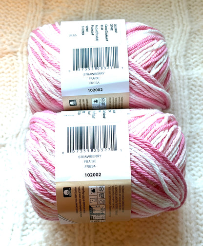 56.7g Lily Sugar 'n Cream Ombre Yarn - Strawberry : 100% Cotton