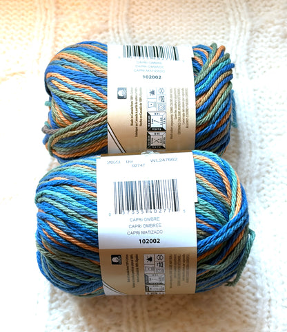 56.7g Lily Sugar 'n Cream Ombre Yarn - Capri Ombre : 100% Cotton