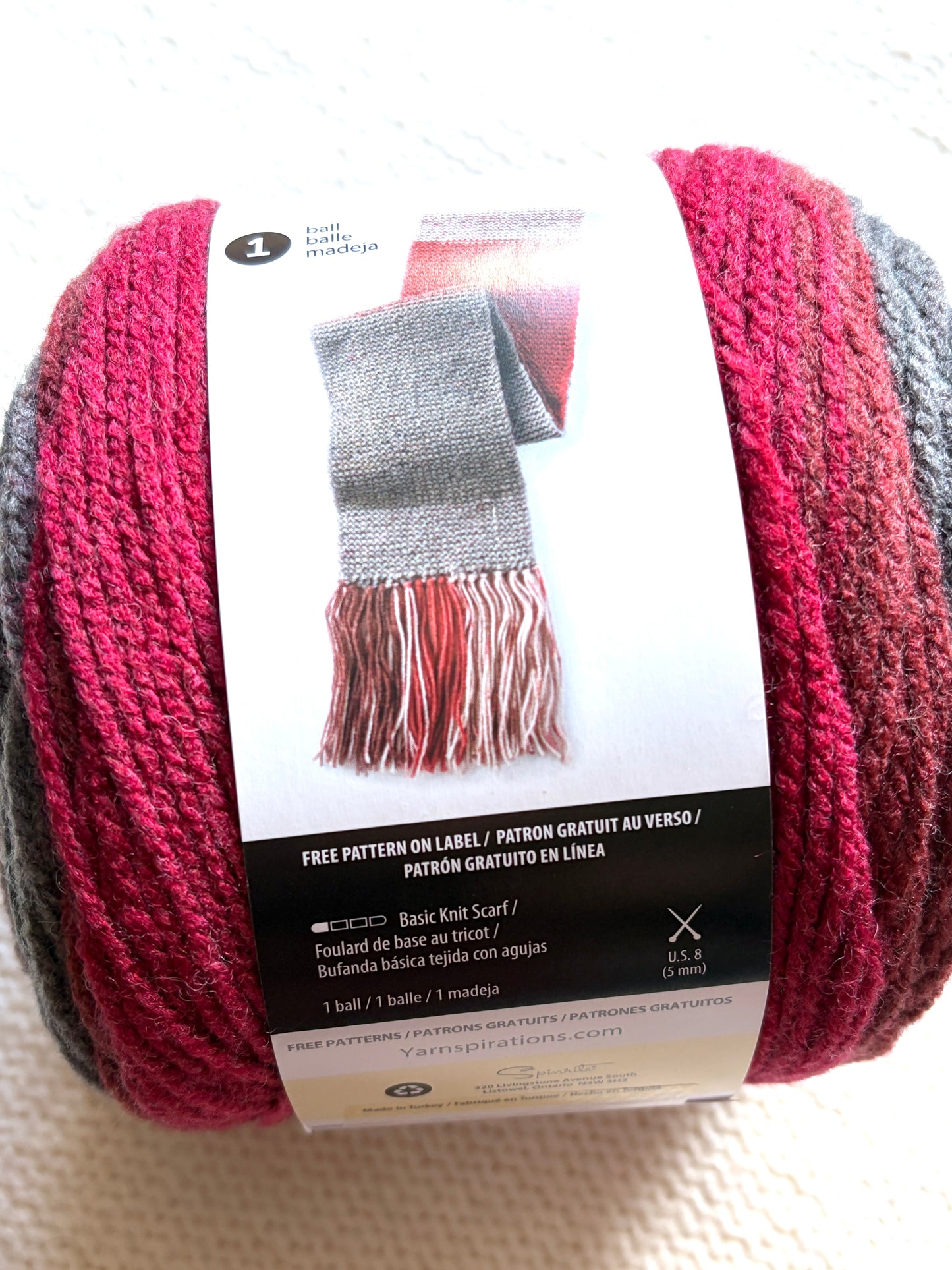 Caron Cakes Self Striping Aran Yarn 200g : Wool Blend : Red Velvet - 1 cake