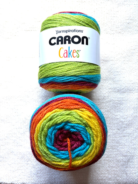 Caron Cakes Self Striping Aran Yarn 200g : Wool Blend : RAINBOW SPRINKLES - 1 cake