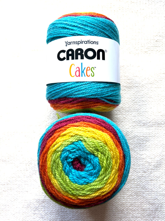 Caron Cakes Self Striping Aran Yarn 200g : Wool Blend : RAINBOW SPRINKLES - 1 cake