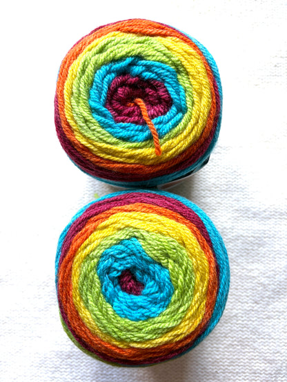 Caron Cakes Self Striping Aran Yarn 200g : Wool Blend : RAINBOW SPRINKLES - 1 cake