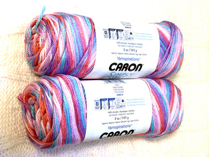 2 Balls x 141g CARON Simply Soft Yarn Stripes : Times Square