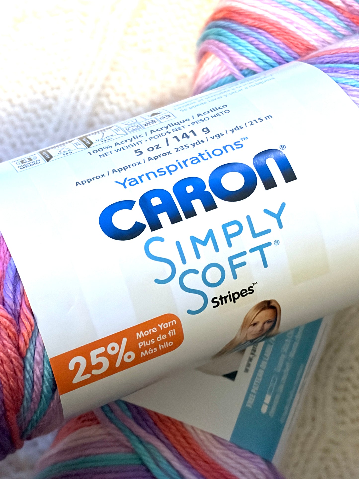 2 Balls x 141g CARON Simply Soft Yarn Stripes : Times Square