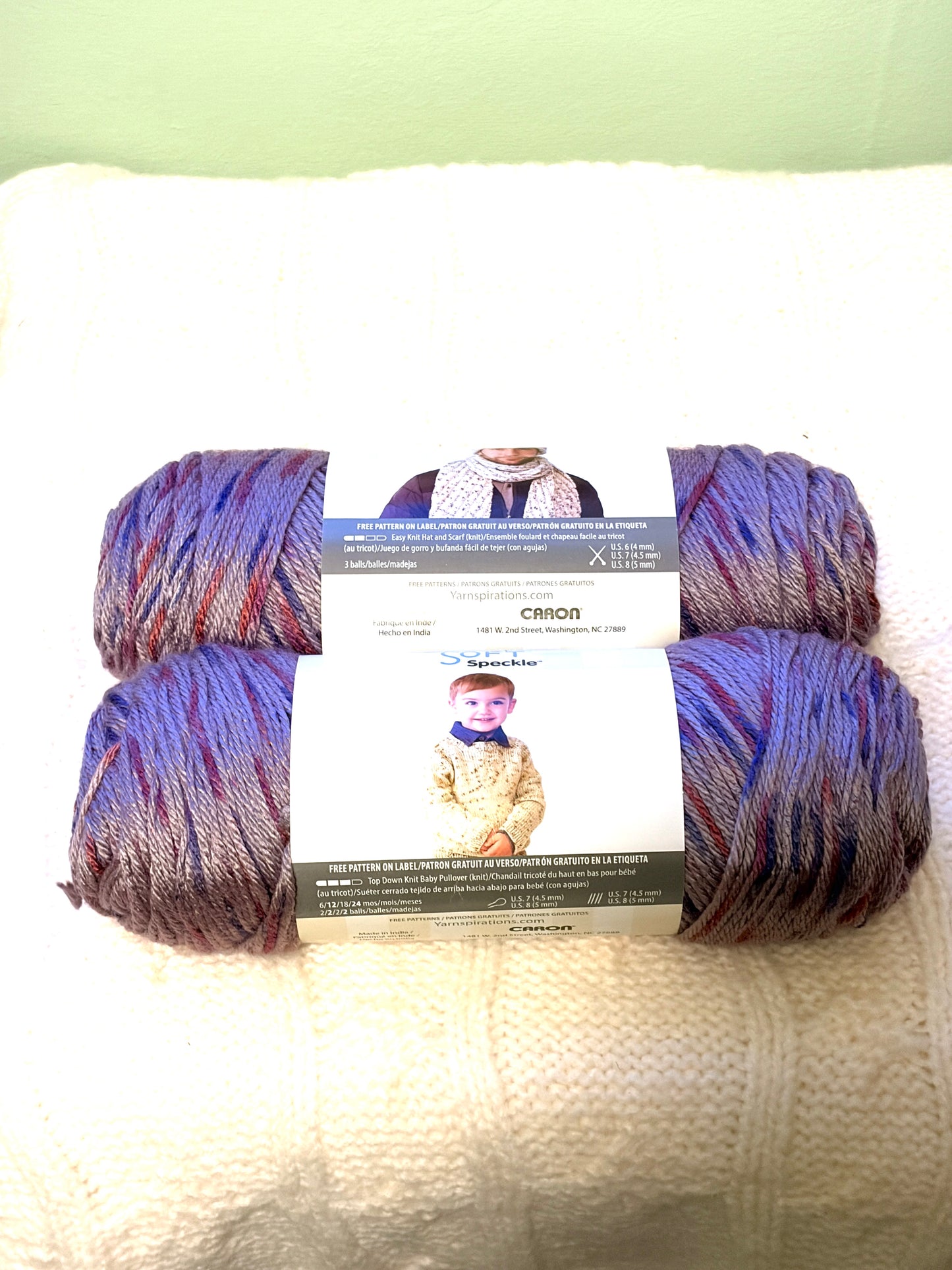 2 Balls x 141g CARON Simply Soft Yarn Speckle : Snapdragon