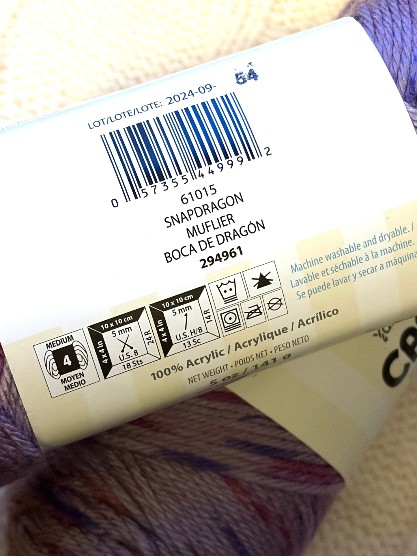 2 Balls x 141g CARON Simply Soft Yarn Speckle : Snapdragon