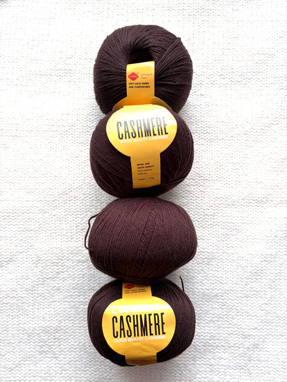 4 balls x 50g Cashmere yarn : 95% Cashmere + 5% Acrylic : 38 Walnut Brown