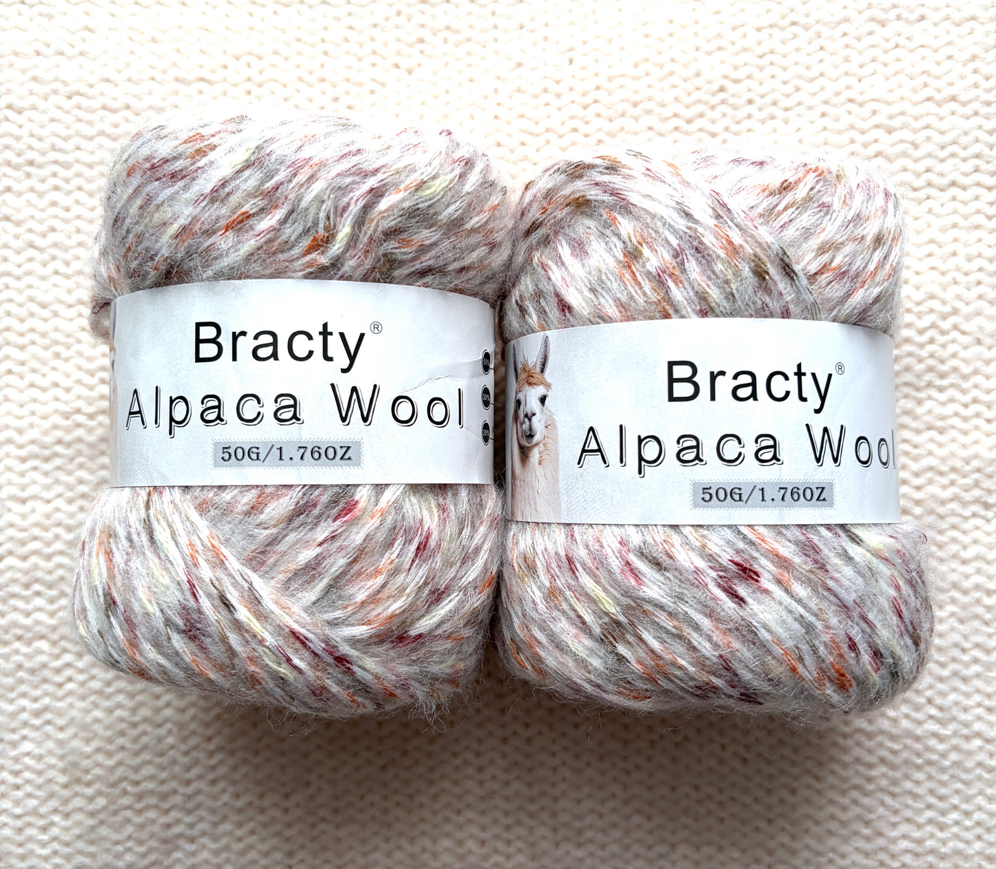 2 balls x 50g Alpaca Blend Multicolour yarn : 50% Alpaca + Acrylic + Polyester