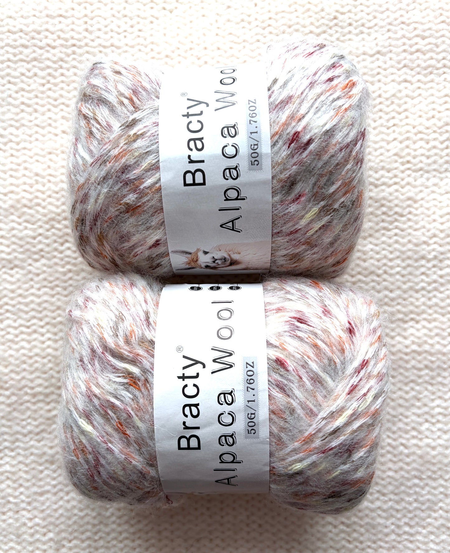 2 balls x 50g Alpaca Blend Multicolour yarn : 50% Alpaca + Acrylic + Polyester