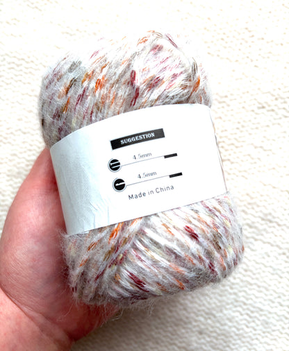 2 balls x 50g Alpaca Blend Multicolour yarn : 50% Alpaca + Acrylic + Polyester