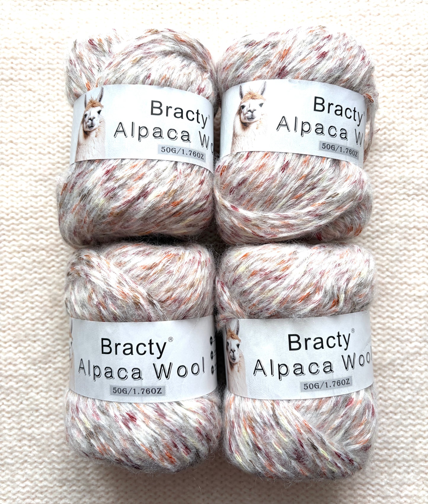 2 balls x 50g Alpaca Blend Multicolour yarn : 50% Alpaca + Acrylic + Polyester