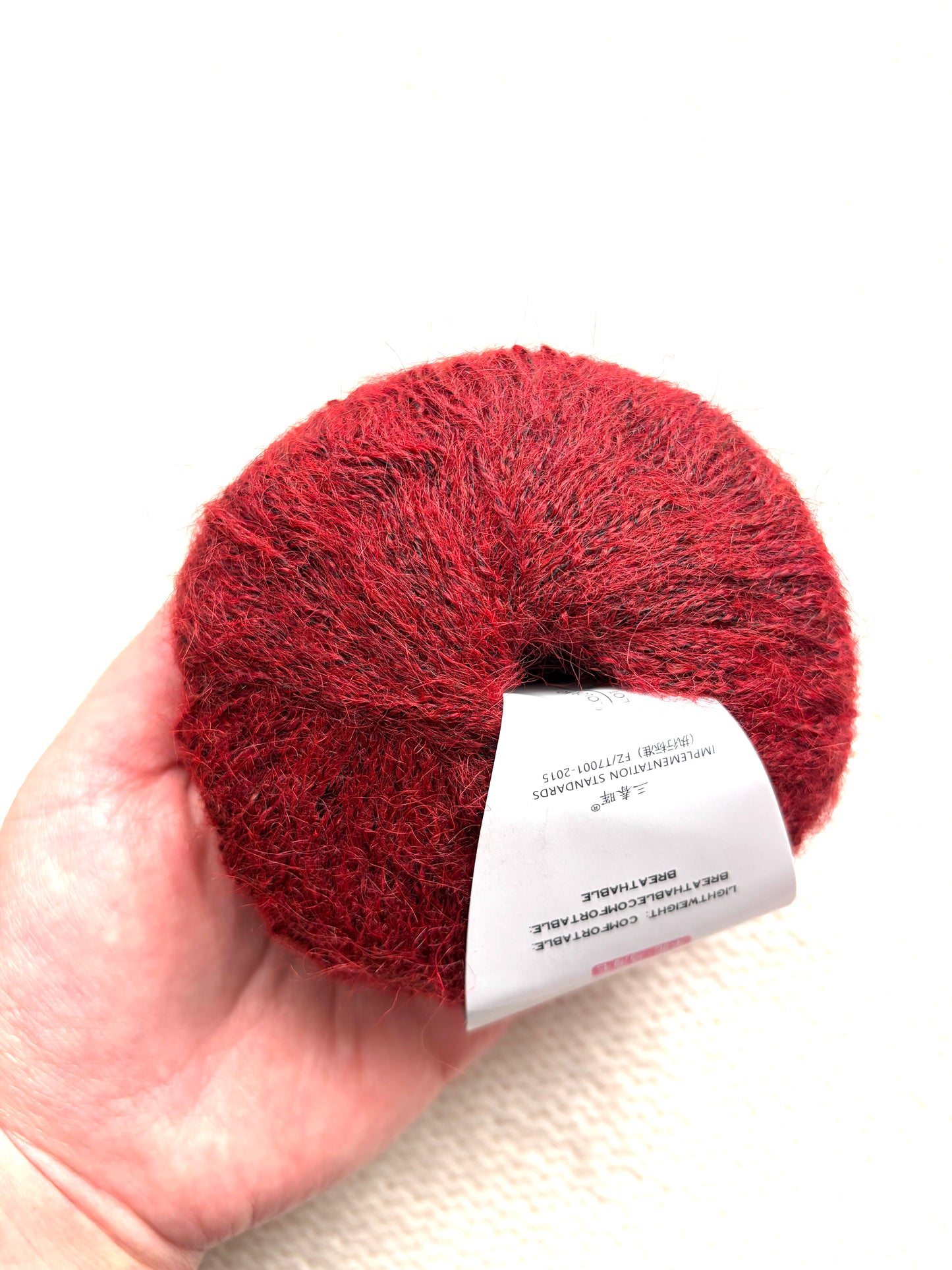 6 balls x 25g Alpaca Mohair yarn : Mohair + Alpaca + Acrylic : 24 Scarlet