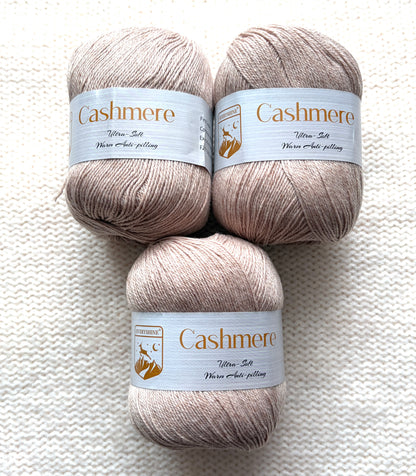 3 balls x 50g Cashmere Ultra Soft Yarn : 80% Cashmere : 04 Tan