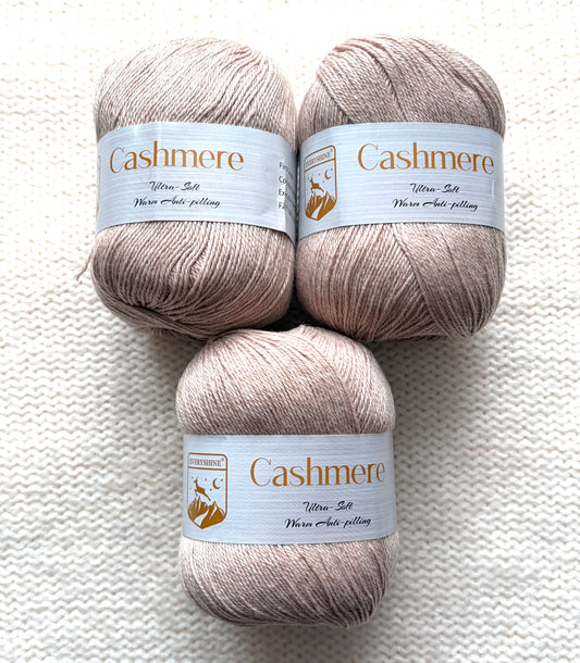 3 balls x 50g Cashmere Ultra Soft Yarn : 80% Cashmere : 04 Tan