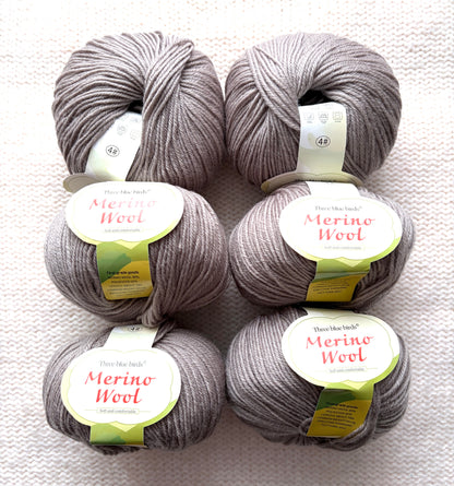 6 balls x 50g Merino Wool yarn : Merino Wool + Polyester : 03 Brown