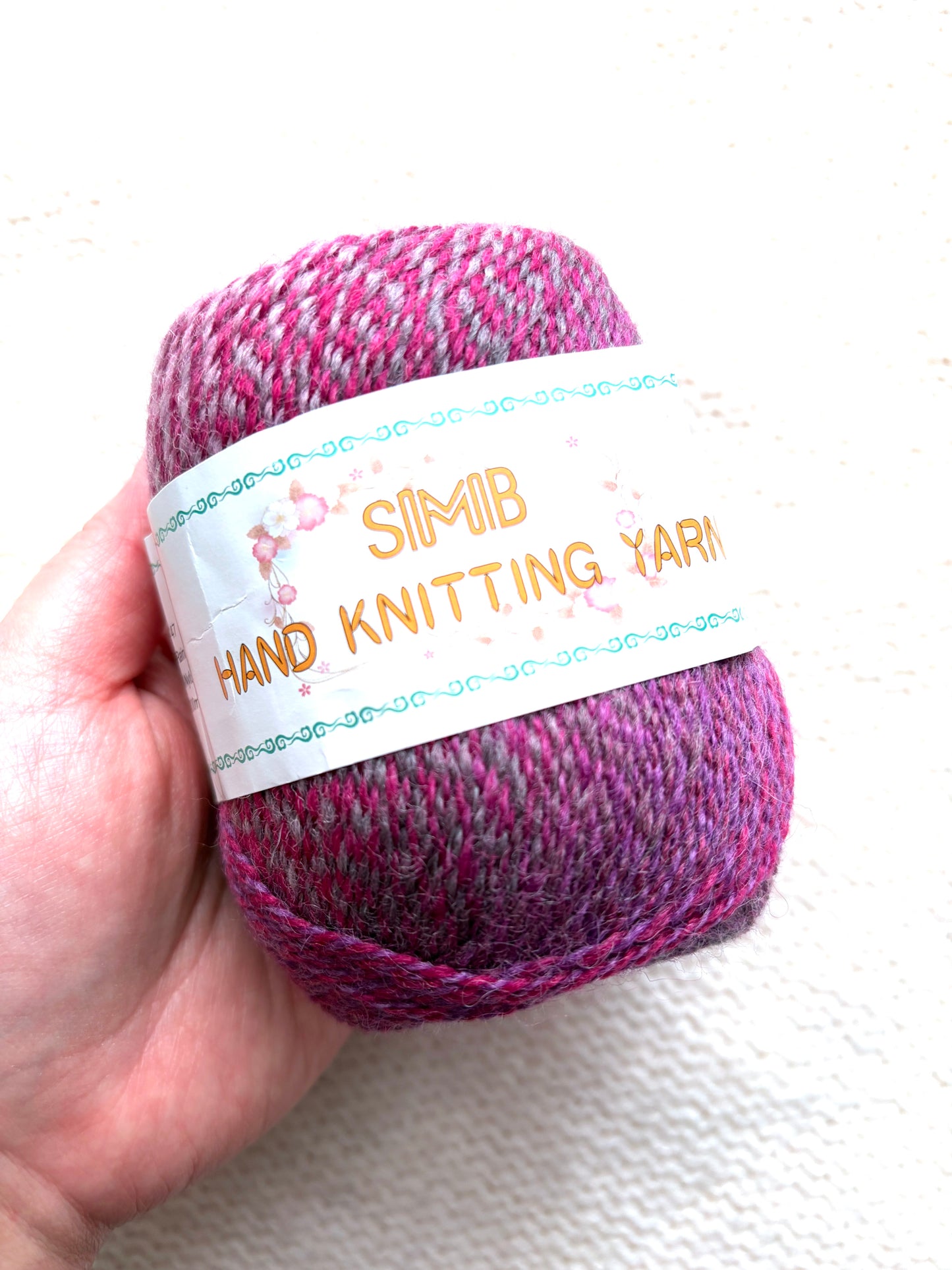 3 balls x 50g Gradient Wool Blend yarn : 80% Wool + Nylon : Pink Purple