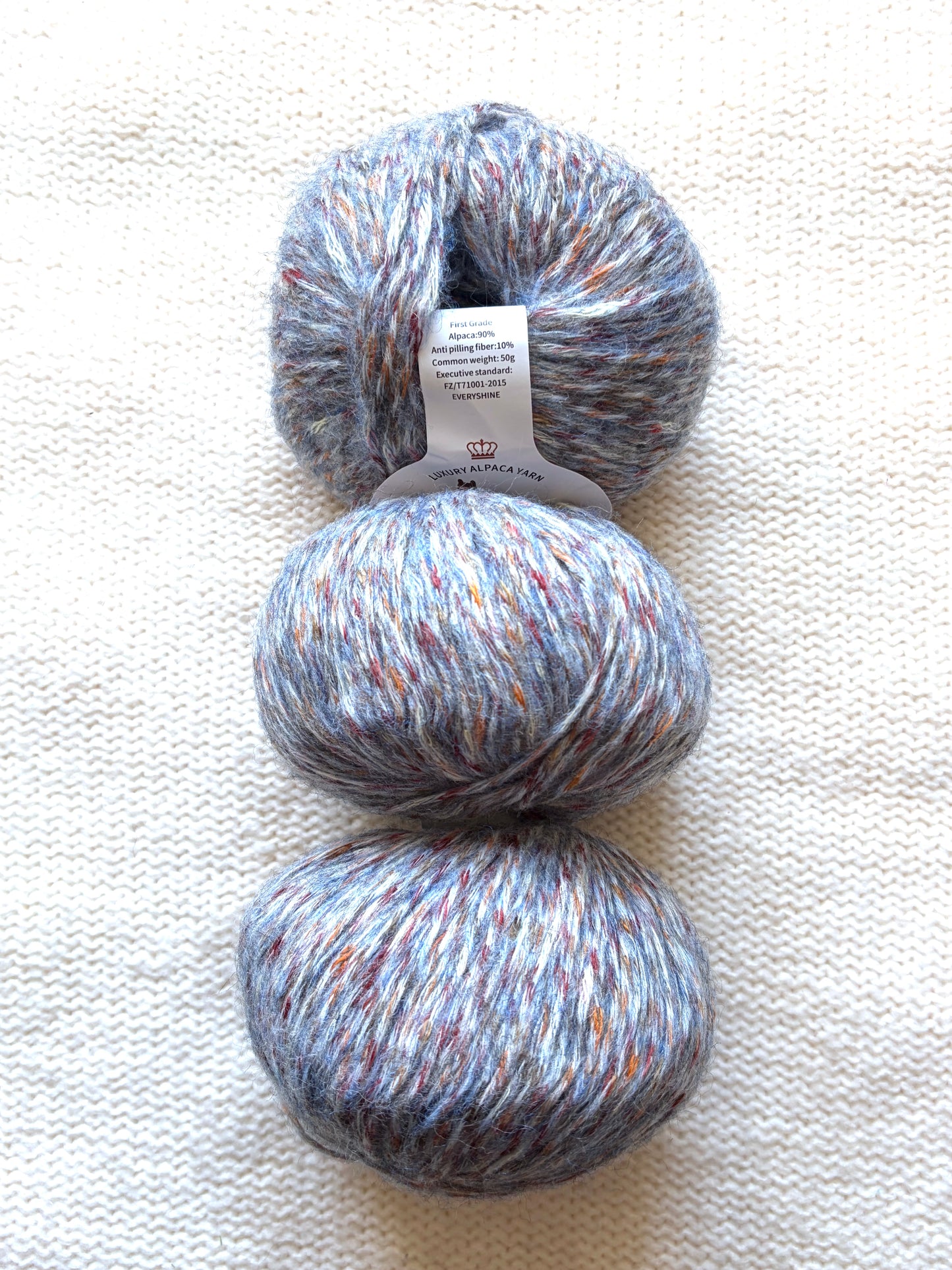 3 balls x 50g Alpaca yarn : 90% Alpaca + 10% Anti Pilling Fiber : 04 Blue