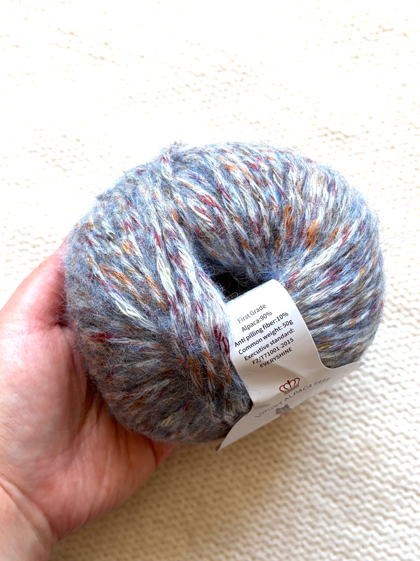 3 balls x 50g Alpaca yarn : 90% Alpaca + 10% Anti Pilling Fiber : 04 Blue