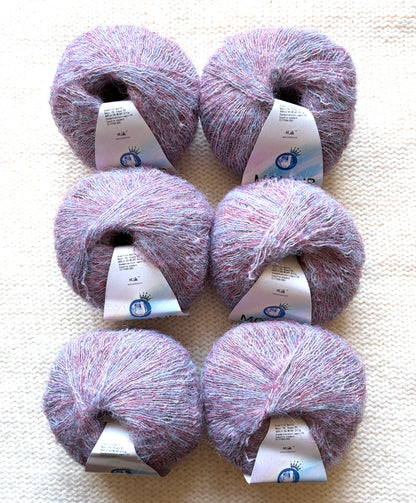 6 balls x 25g Alpaca Mohair yarn : Mohair + Alpaca + Acrylic : Colour 13 Lilac