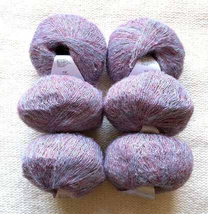 6 balls x 25g Alpaca Mohair yarn : Mohair + Alpaca + Acrylic : Colour 13 Lilac
