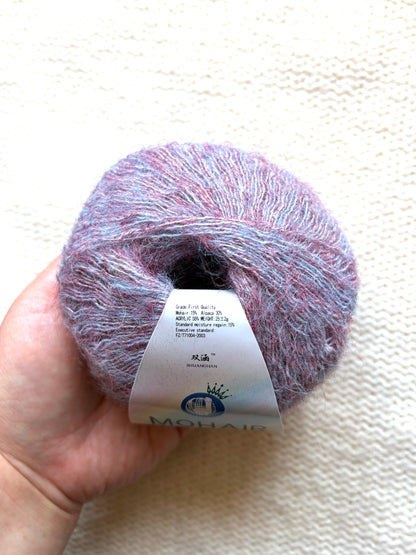6 balls x 25g Alpaca Mohair yarn : Mohair + Alpaca + Acrylic : Colour 13 Lilac