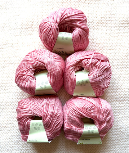 5 balls x 50g Cashmere Silk yarn : Cashmere + Silk + Bamboo fiber : 20 Rose Pink