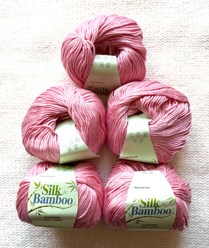 5 balls x 50g Cashmere Silk yarn : Cashmere + Silk + Bamboo fiber : 20 Rose Pink
