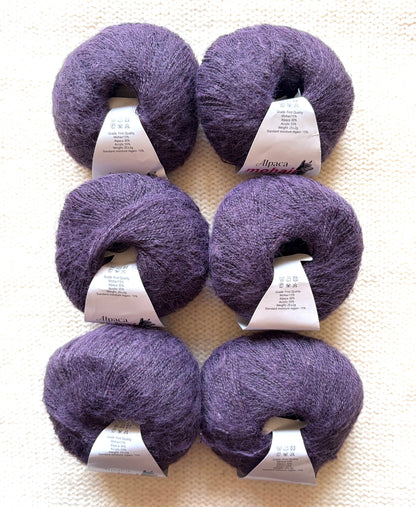 6 balls x 25g Alpaca Mohair yarn : Mohair + Alpaca + Acrylic : 25 Dark Violet