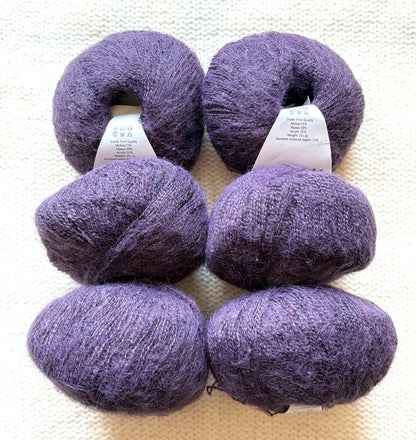 6 balls x 25g Alpaca Mohair yarn : Mohair + Alpaca + Acrylic : 25 Dark Violet