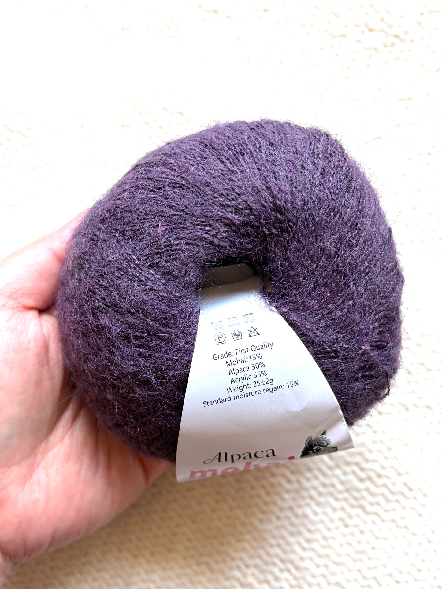 6 balls x 25g Alpaca Mohair yarn : Mohair + Alpaca + Acrylic : 25 Dark Violet