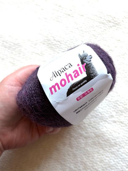 6 balls x 25g Alpaca Mohair yarn : Mohair + Alpaca + Acrylic : 25 Dark Violet