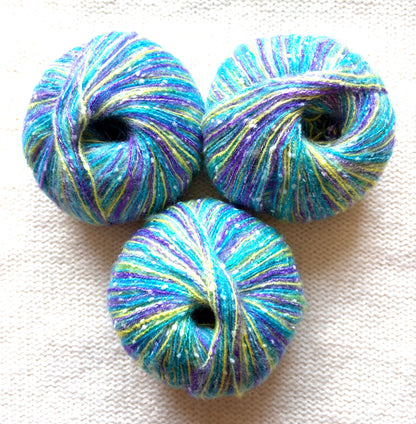 3 balls x 50g Mohair Blend yarn : Mohair + Polyamide + Acrylic : Blue Purple